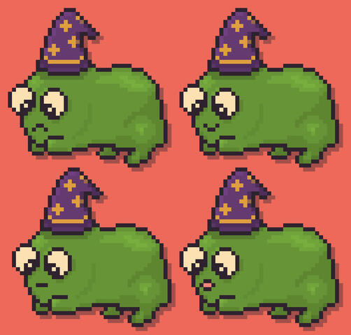 a small green glob pngtuber commission